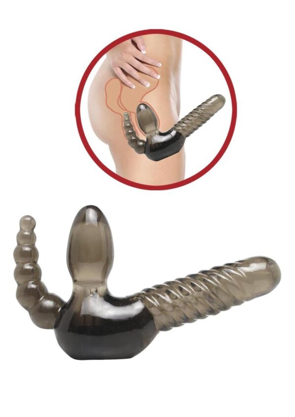 Fetish Fantasy Strapless Strap-On with Anal Stimulator 5in - Black - Image 3