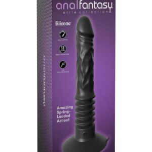 Anal Fantasy Elite Silicone Vibrating Ass Fucker USB Rechargeable Thrusting Dildo - Black