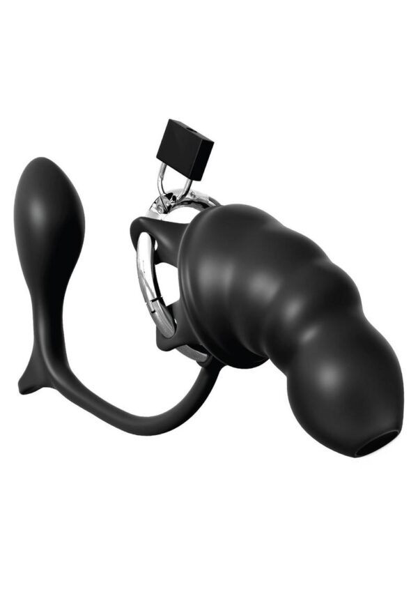 Anal Fantasy Elite Silicone Ass-Gasm Cock Blocker Chastity Cage - Black - Image 3