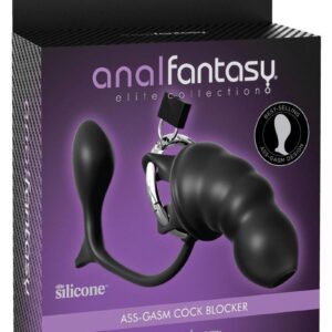 Anal Fantasy Elite Silicone Ass-Gasm Cock Blocker Chastity Cage - Black