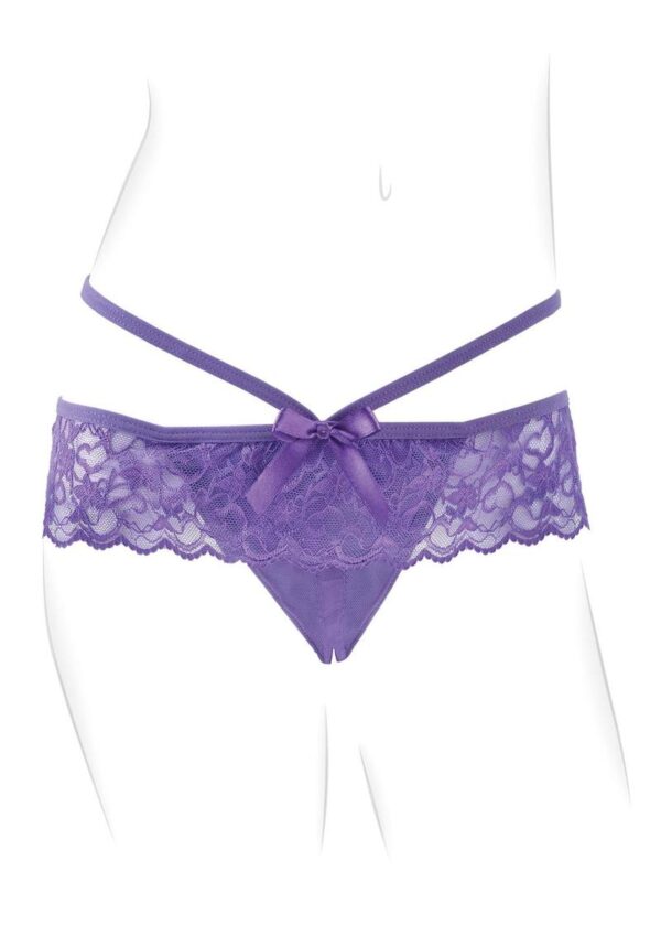 Fantasy Fore Her Thrill Her Crotchless Panty Vibe with Remote Control - Purple - Image 2