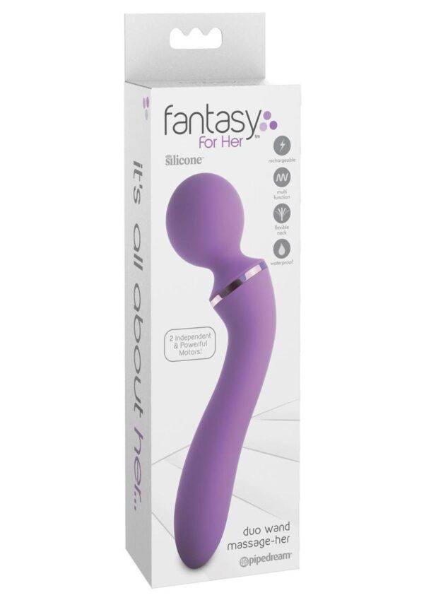 Fantasy For Her Duo Wand Massage-Her Silicone Rechargeable Waterproof - Purple