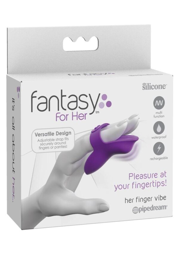 Fantasy For Her Finger Vibe Vibrating Massager Multi Function Waterproof Rechargeable Silicone Finger Vibrator - Purple