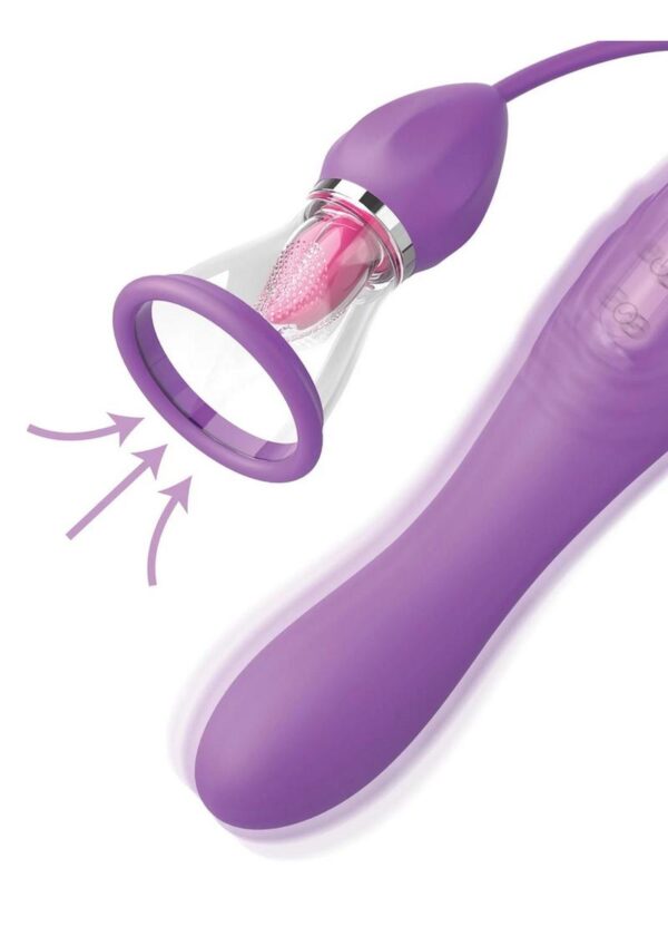 Fantasy for Her Ultimate Pleasure Max Rechargeable Silicone Vibrator with Clitoral Stimulator - Purple - Image 4