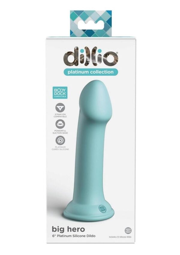 Dillio Platinum Big Hero Silicone Dildo 6in - Teal - Image 4