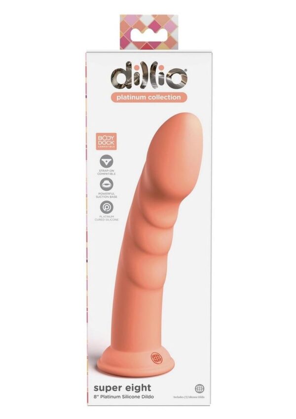 Dillio Platinum Super Eight Silicone Dildo 8in - Orange - Image 4