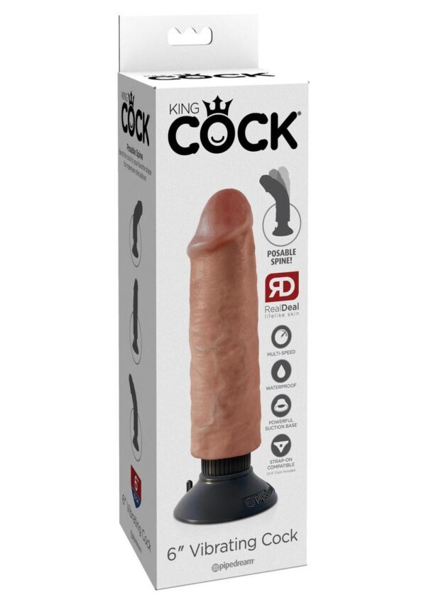 King Cock Vibrating Dildo 6in - Caramel