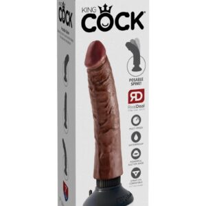 King Cock Vibrating Dildo 7in - Chocolate