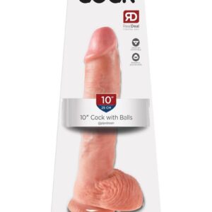 King Cock Dildo with Balls 10in - Vanilla