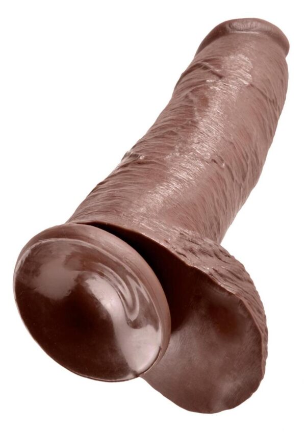 King Cock Dildo with Balls 12in - Chocolate - Image 3