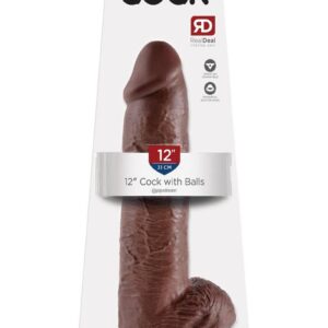 King Cock Dildo with Balls 12in - Chocolate