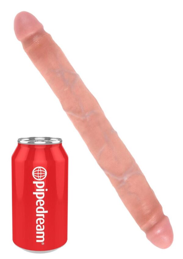King Cock Slim Double Dildo 12in - Vanilla - Image 3