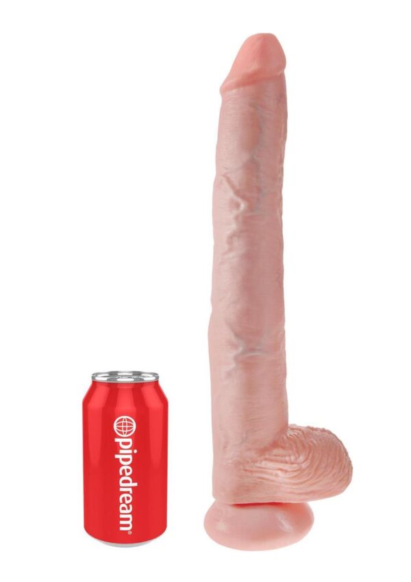 King Cock Dildo with Balls 14in - Vanilla - Image 2
