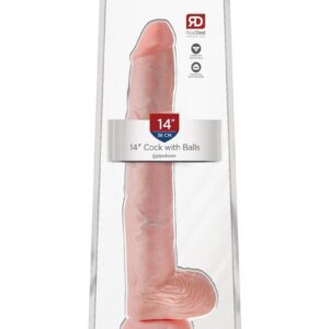 King Cock Dildo with Balls 14in - Vanilla