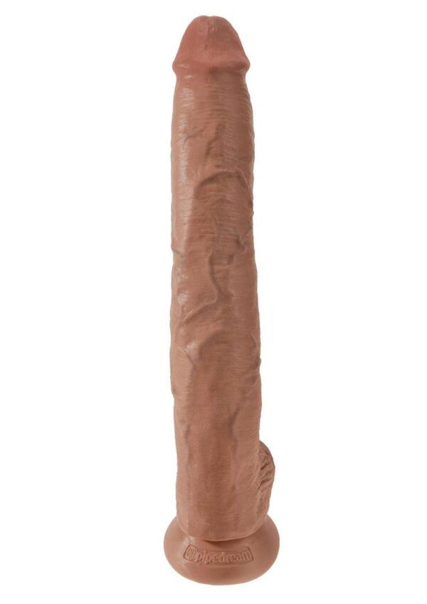 King Cock Dildo with Balls 14in - Caramel - Image 3