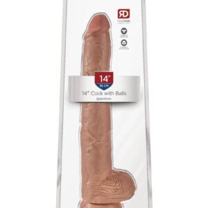 King Cock Dildo with Balls 14in - Caramel