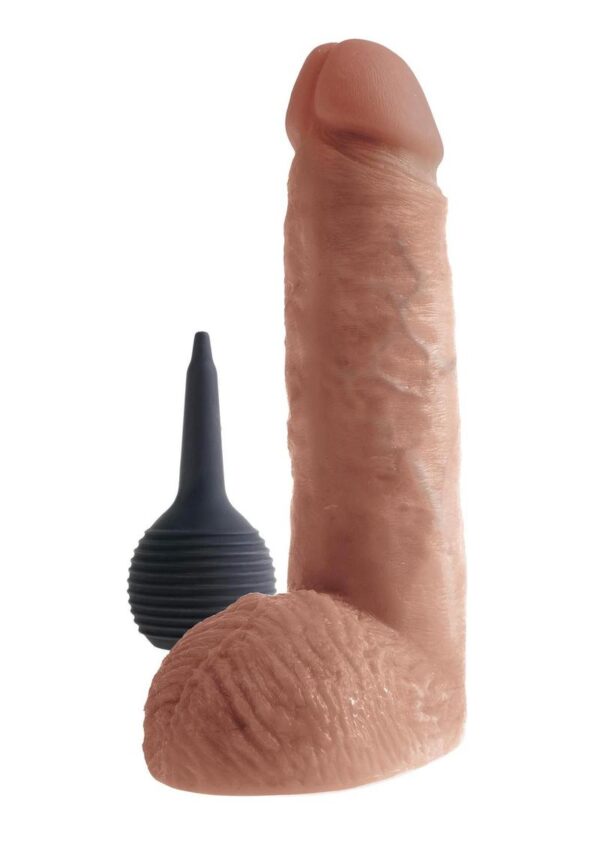 King Cock Squirting Dildo with Balls 8in - Caramel - Image 2