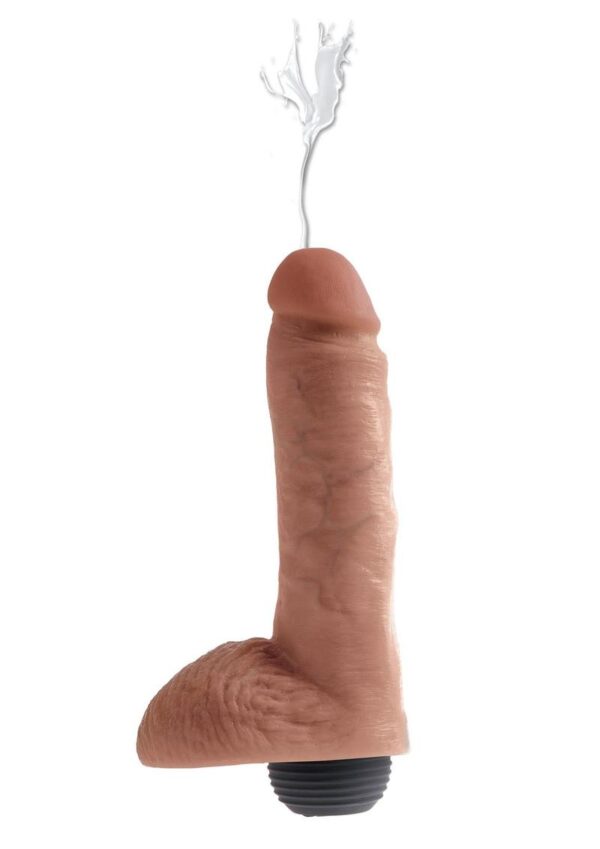 King Cock Squirting Dildo with Balls 8in - Caramel - Image 3