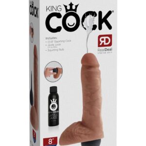 King Cock Squirting Dildo with Balls 8in - Caramel