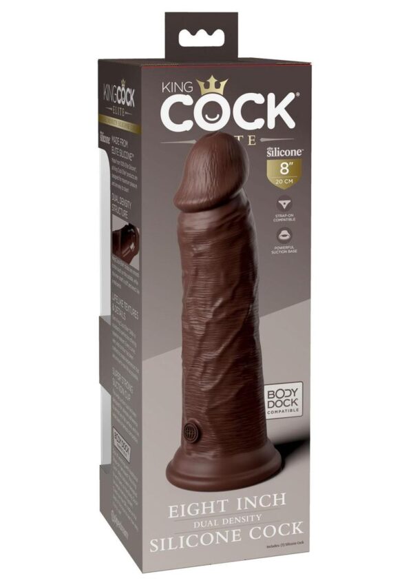 King Cock Elite Dual Density Silicone Dildo 8in - Chocolate - Image 4