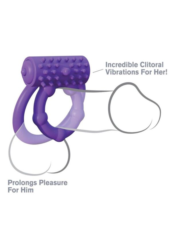 Fantasy C-Ringz Silicone Vibrating Prolong Performance Cock Ring - Purple - Image 2