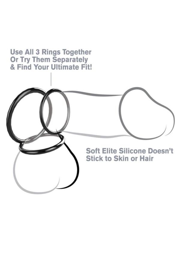 Fantasy C-Ringz Silicone 3-Ring Stamina Cock Ring Set - Black - Image 2
