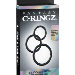 Fantasy C-Ringz Silicone 3-Ring Stamina Cock Ring Set - Black