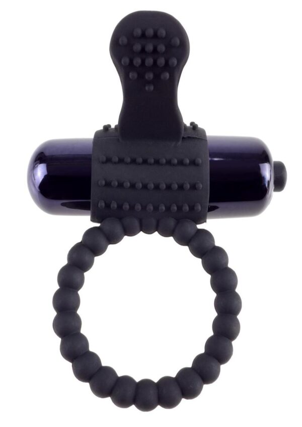 Fantasy C-Ringz Vibrating Silicone Super Cock Ring with Bullet - Black - Image 3