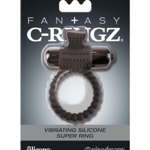 Fantasy C-Ringz Vibrating Silicone Super Cock Ring with Bullet - Black