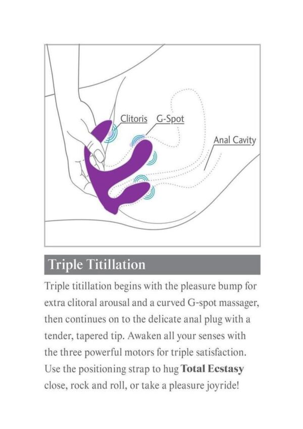 3Some Total Ecstasy Silicone Rechargeable Vibrator with Remote Control -  Purple - Image 2
