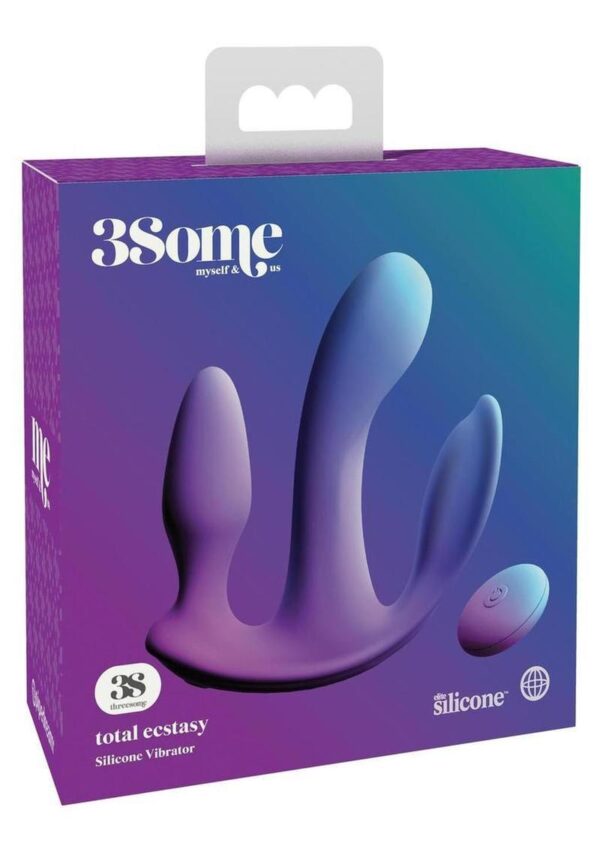 3Some Total Ecstasy Silicone Rechargeable Vibrator with Remote Control -  Purple