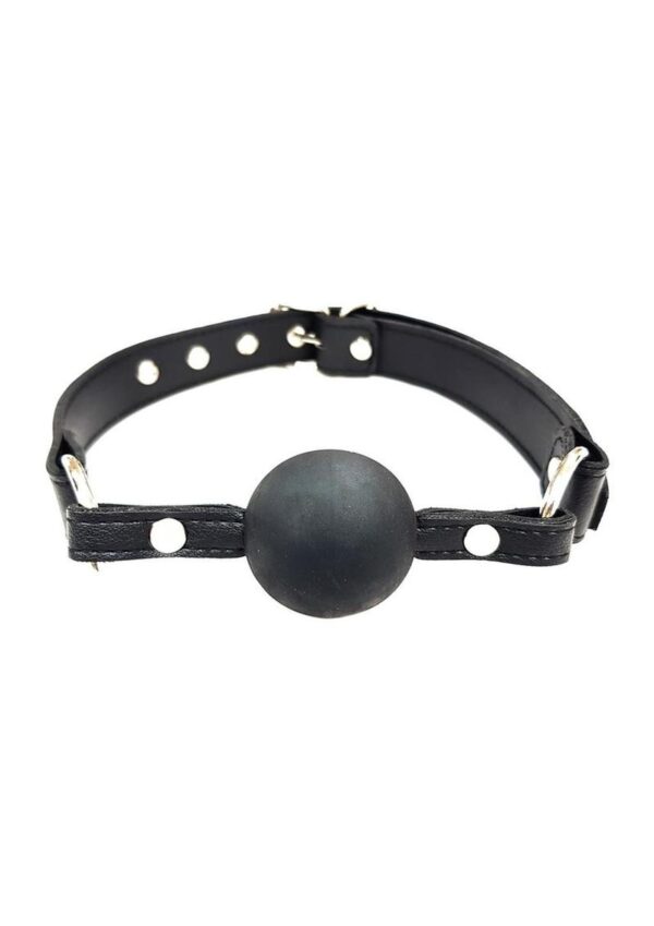 Fetish Play Ball Gag Vegan Leather - Black - Image 2