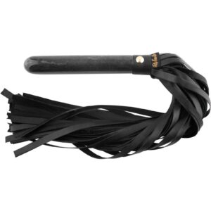 Rouge Fifty Times Hotter Leather Flogger with Marble Handle - Black