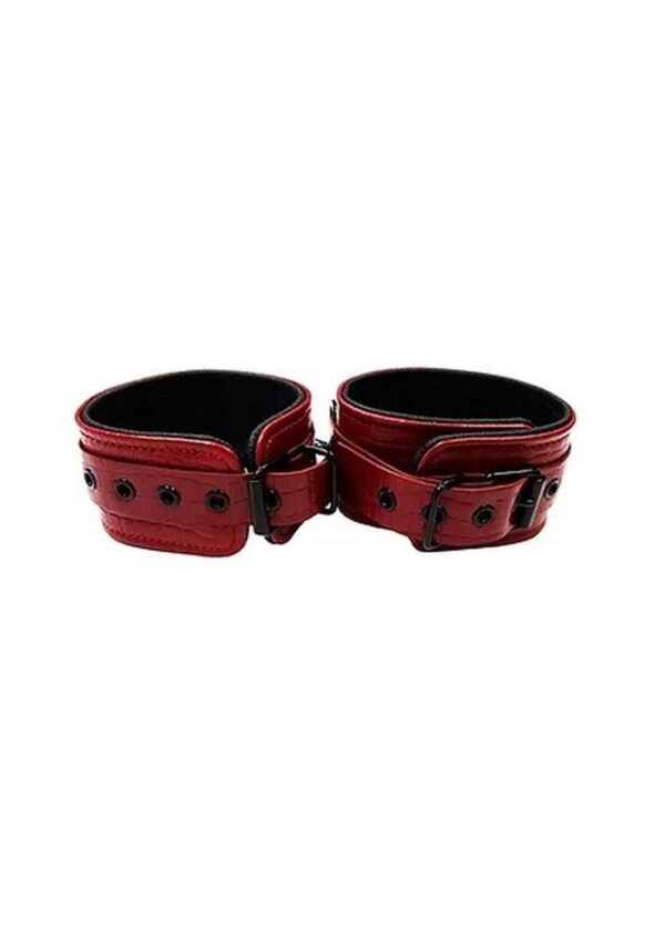 Rouge Anaconda Leather Adjustable Ankle Cuffs - Burgundy - Image 2