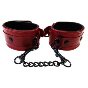 Rouge Anaconda Leather Adjustable Ankle Cuffs - Burgundy