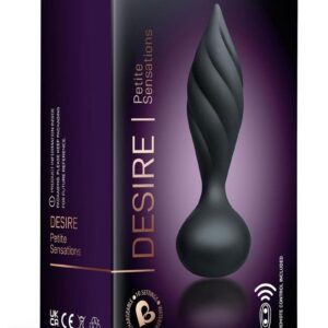 Desire Rechargeable Silicone Anal Plug with Remote Control - Black/Rose Gold