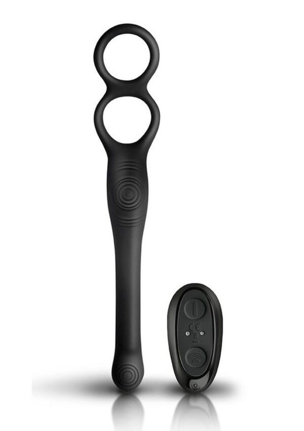 The-Vibe Silicone Rechargeable Anal Stimulator with Remote Control - Black/Silver - Image 2