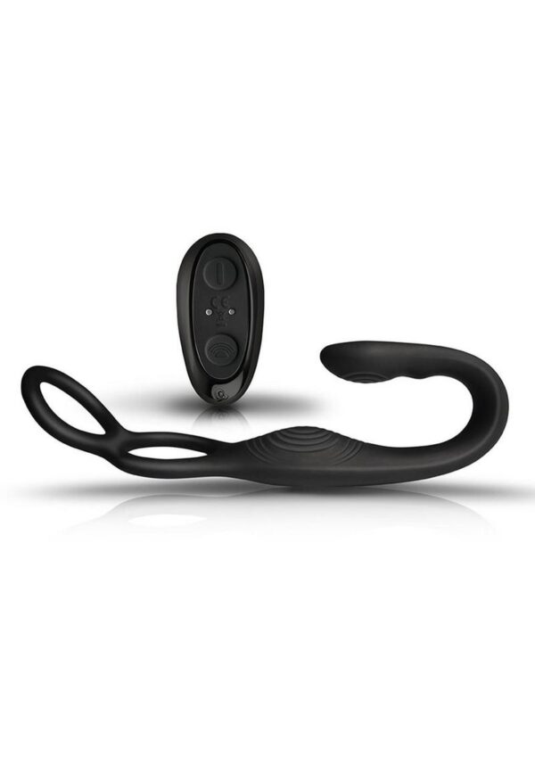 The-Vibe Silicone Rechargeable Anal Stimulator with Remote Control - Black/Silver - Image 3