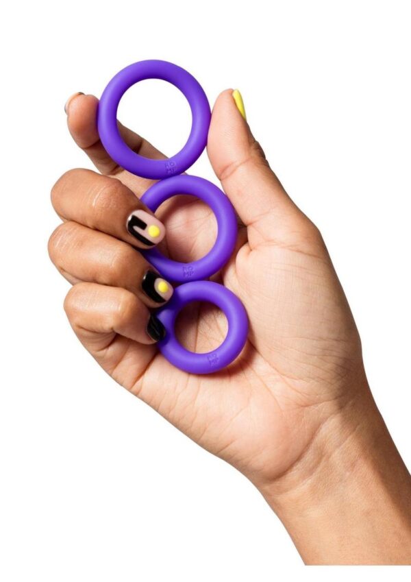 Romp Remix Trio Silicone Cock Rings (3 Piece) - Purple - Image 3