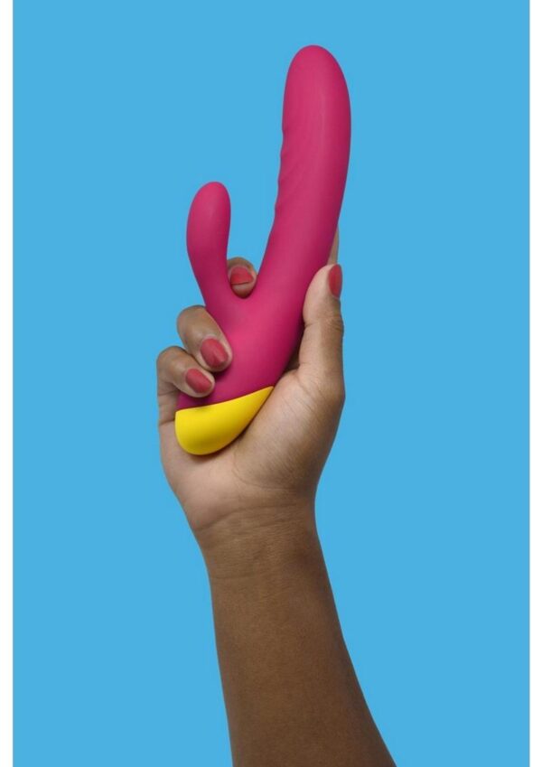 Romp Jazz Rechargeable Silicone Rabbit Vibrator - Red - Image 4