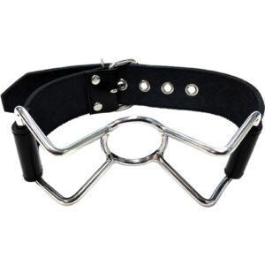 Rouge Leather Adjustable Spider Gag - Black