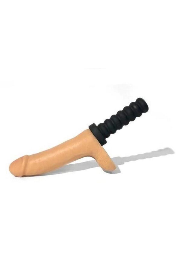 Rascal Jock Brent Silicone Cock Dildo with Silicone Handle and Suction Cup Base 8in - Vanilla - Image 4