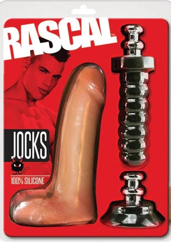 Rascal Jock Brent Silicone Cock Dildo with Silicone Handle and Suction Cup Base 8in - Vanilla