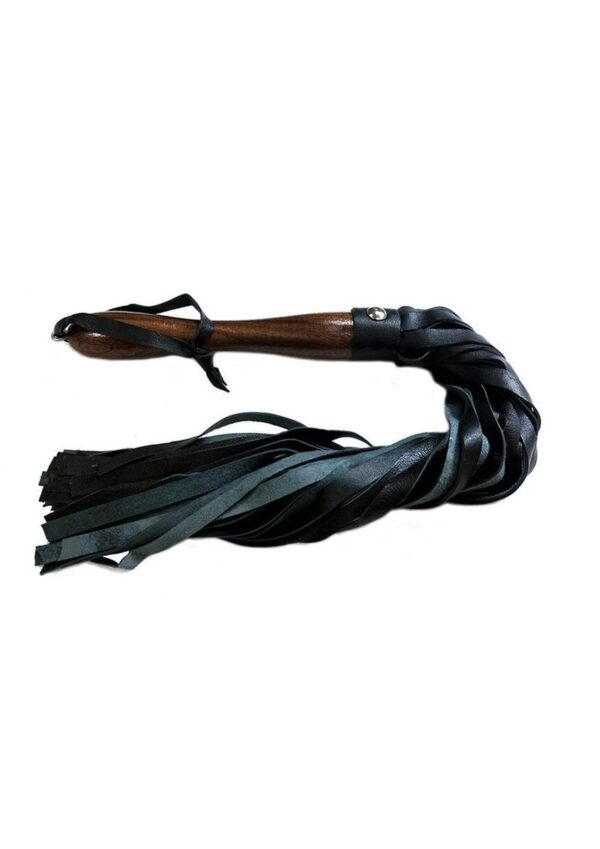 Rouge Wooden Handle Leather Flogger - Black - Image 2