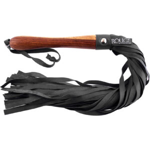 Rouge Wooden Handle Leather Flogger - Black