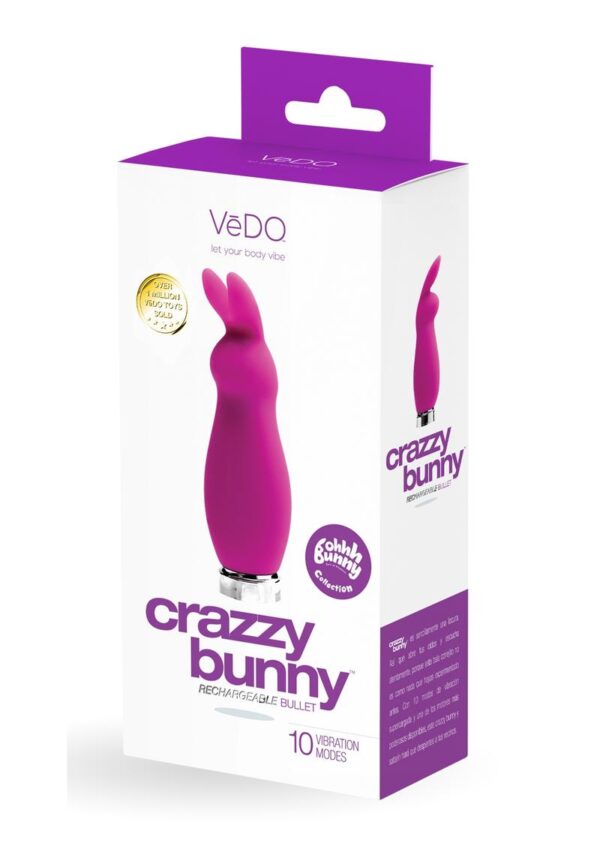 VeDO Crazzy Bunny Rechargeable Silicone Mini Vibrator - Purple