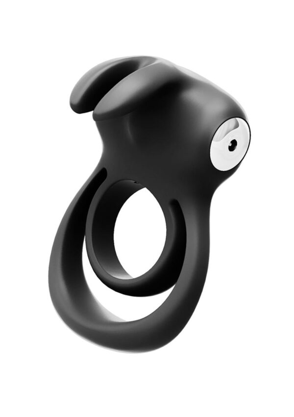 VeDO Thunder Bunny Rechargeable Silicone Dual Cock Ring - Just Black - Image 2
