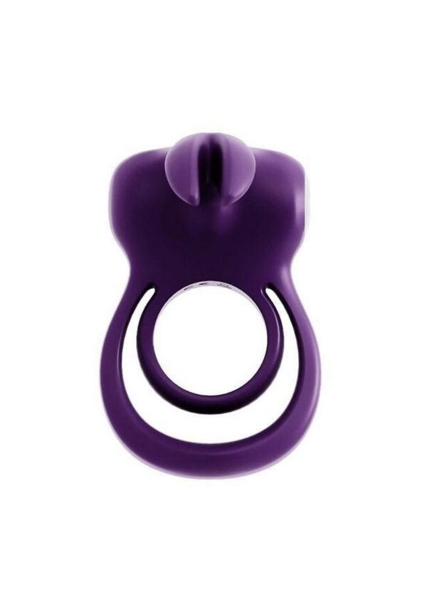 VeDO Thunder Bunny Rechargeable Silicone Dual Cock Ring - Deep Purple - Image 3