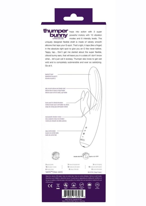 VeDO Thumper Bunny Silicone Rabbit Vibrator - Purple - Image 4