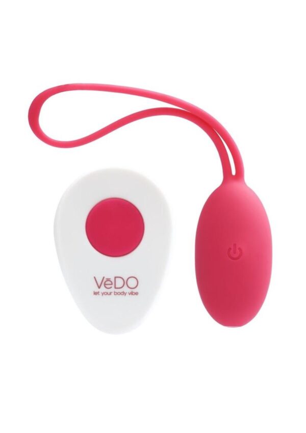 VeDO Peach Rechargeable Silicone Egg Vibrator with Remote Control - Foxy Pink - Image 4